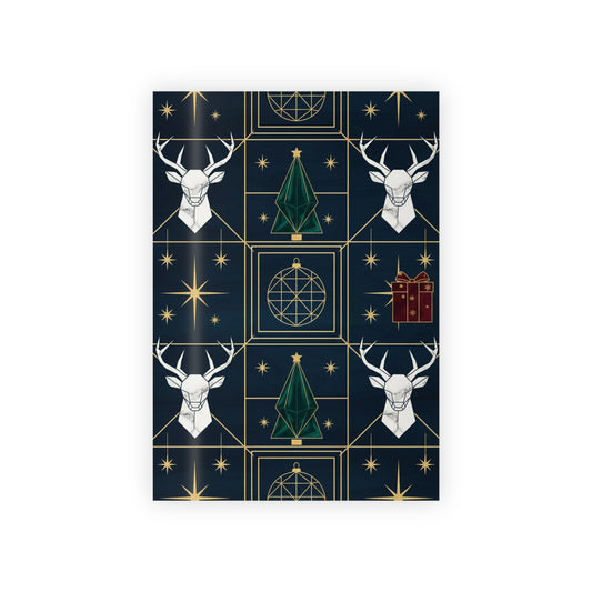 Elegant Christmas Gift Wrapping Paper Roll - Deer & Tree Design