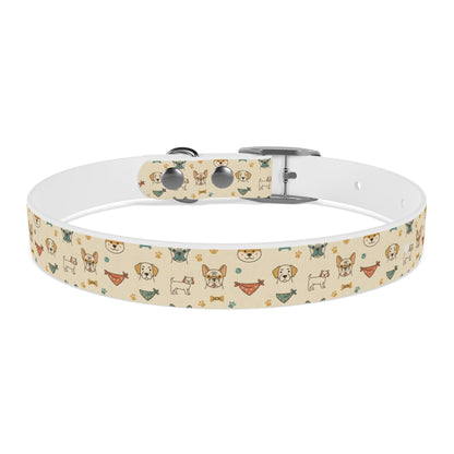 Cute Cartoon Dogs Dog Collar — Beige Puppy Pattern Adjustable Collar