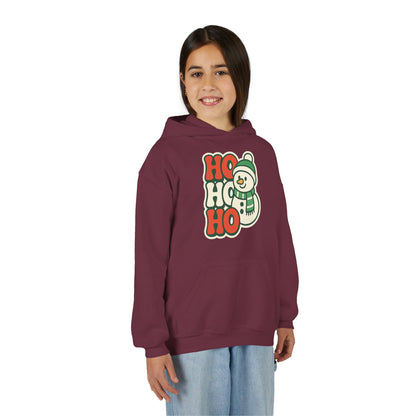 Youth kids Christmas Hoodie - 'HO HO HO' Snowman Holiday Sweatshirt