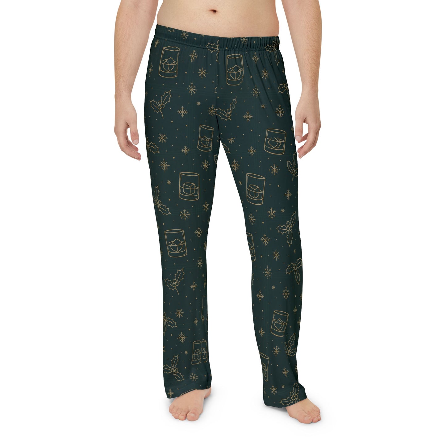 Men's whiskey Christmas Pajama Pants — Dark Green Whiskey & Botanicals Lounge Pants (All-Over Print)