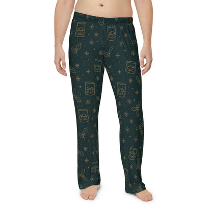 Men's whiskey Christmas Pajama Pants — Dark Green Whiskey & Botanicals Lounge Pants (All-Over Print)