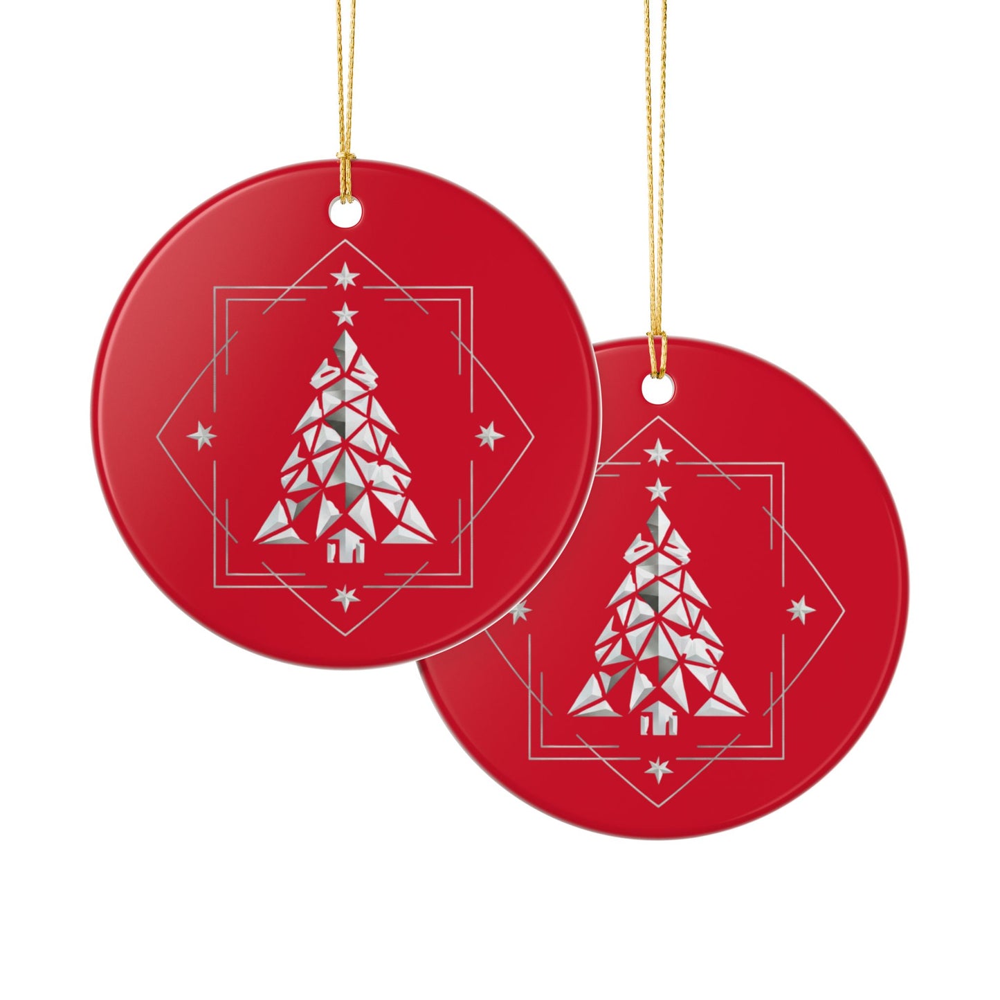 Geometric Christmas Tree Ceramic Ornament