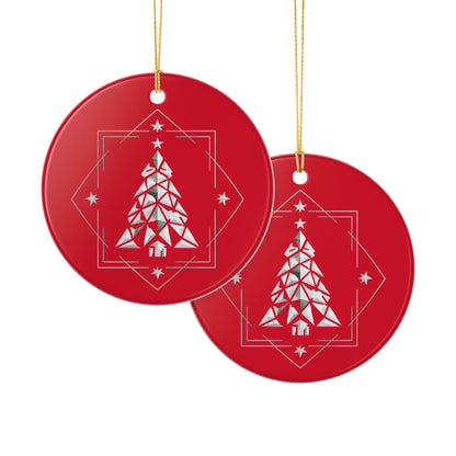 Geometric Christmas Tree Ceramic Ornament