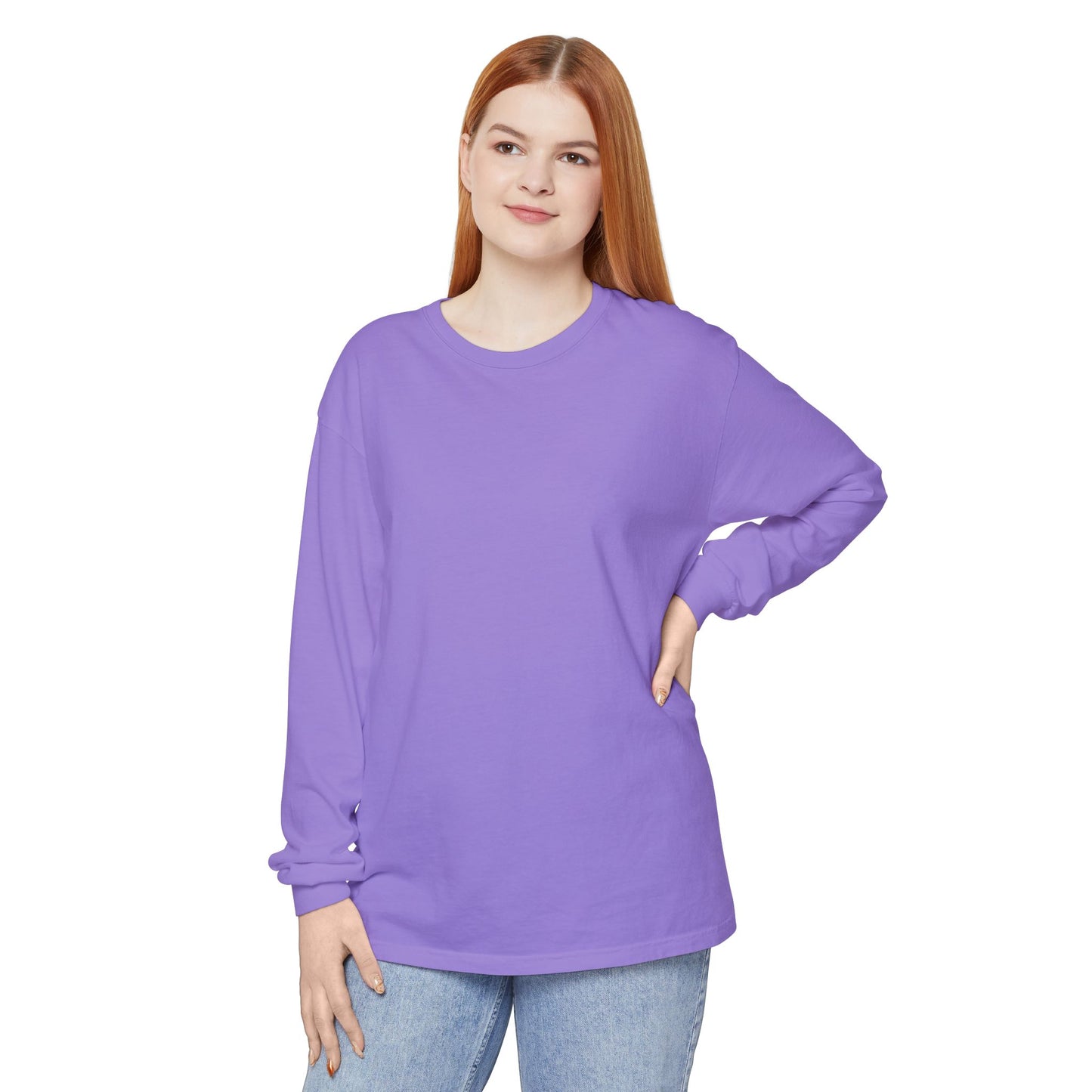 Women’s violet Garment-Dyed Long Sleeve T-Shirt - Comfort & Style for Everyday Wear
