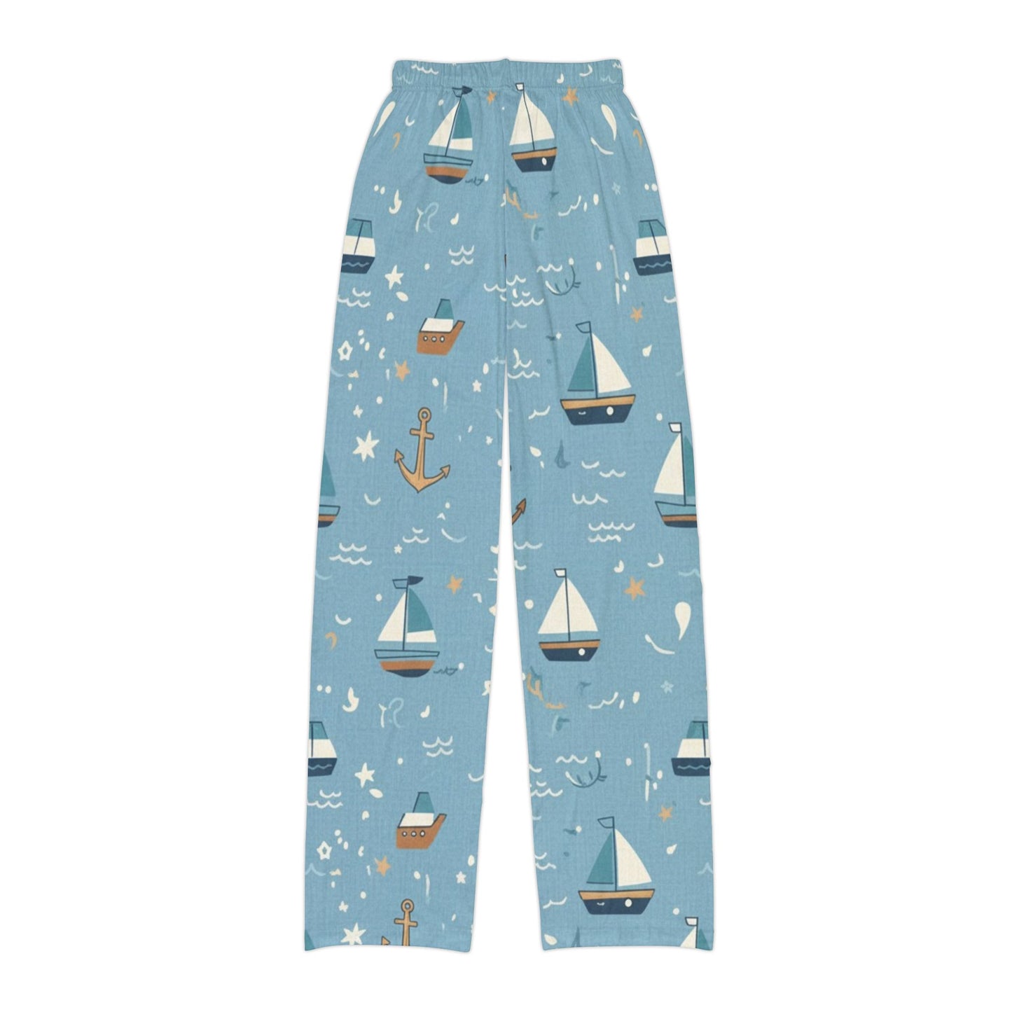Kids Nautical Lounge Pants — Blue Sailboat Print Pajama Bottoms