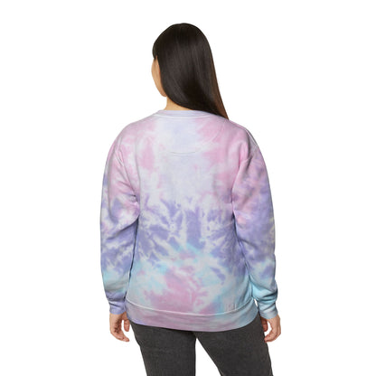 Cute Split Cat Tie-Dye Sweatshirt — Blue & Yellow Cat Graphic Crewneck