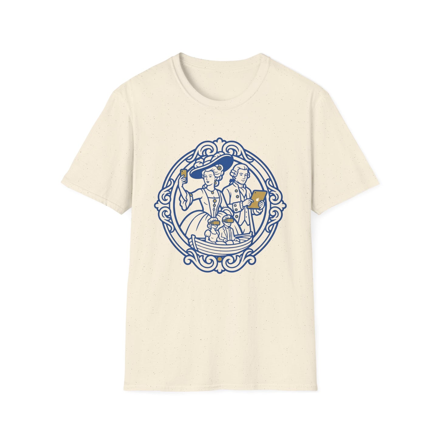 Rococo Smartphone Toile - Captain & First Mate Nautical Crew T-Shirt — Vintage Ship Wheel Illustration