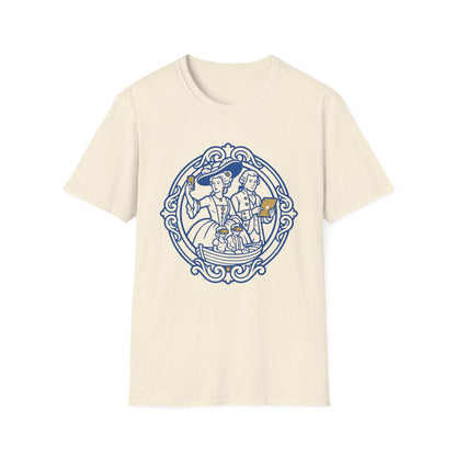 Rococo Smartphone Toile - Captain & First Mate Nautical Crew T-Shirt — Vintage Ship Wheel Illustration
