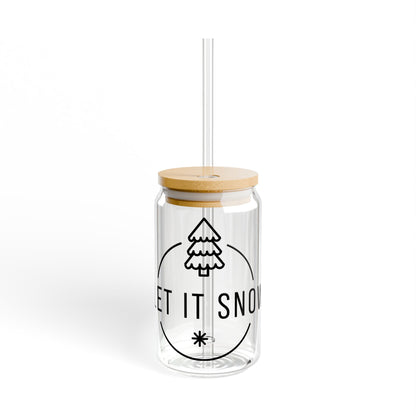 Let It Snow Sipper Glass — 16oz Holiday Tumbler with Bamboo Lid & Straw
