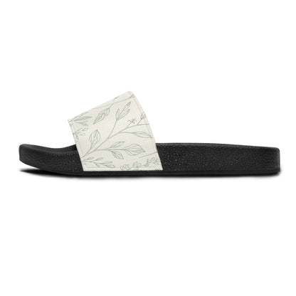 Women's Slide Sandals Botanical Line Art / Delicate Foliage Repeat  Women's Slide Sandals
