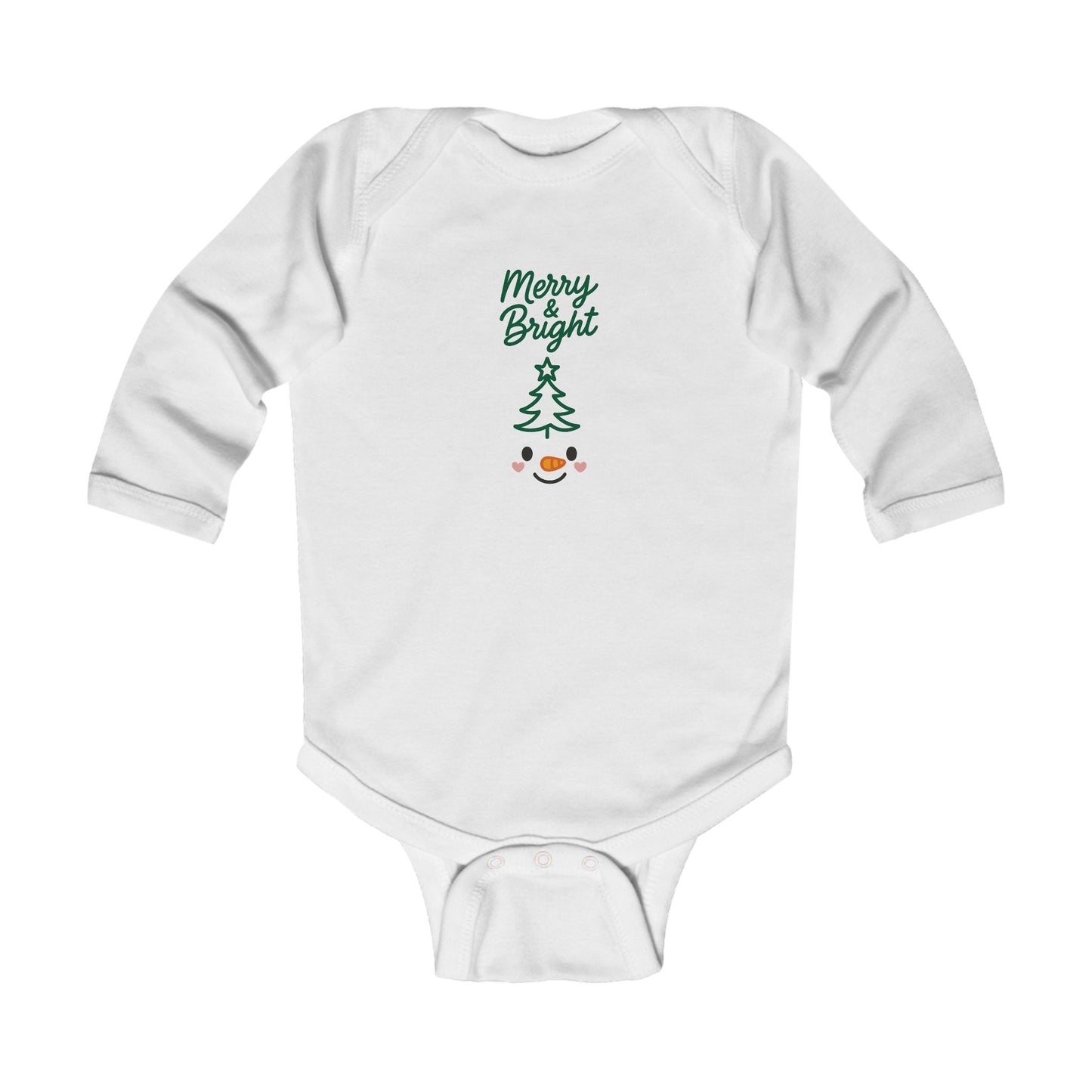 Infant Bodysuit — "Merry & Bright" Christmas Tree Snowman Holiday Romper