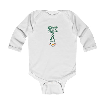 Infant Bodysuit — "Merry & Bright" Christmas Tree Snowman Holiday Romper