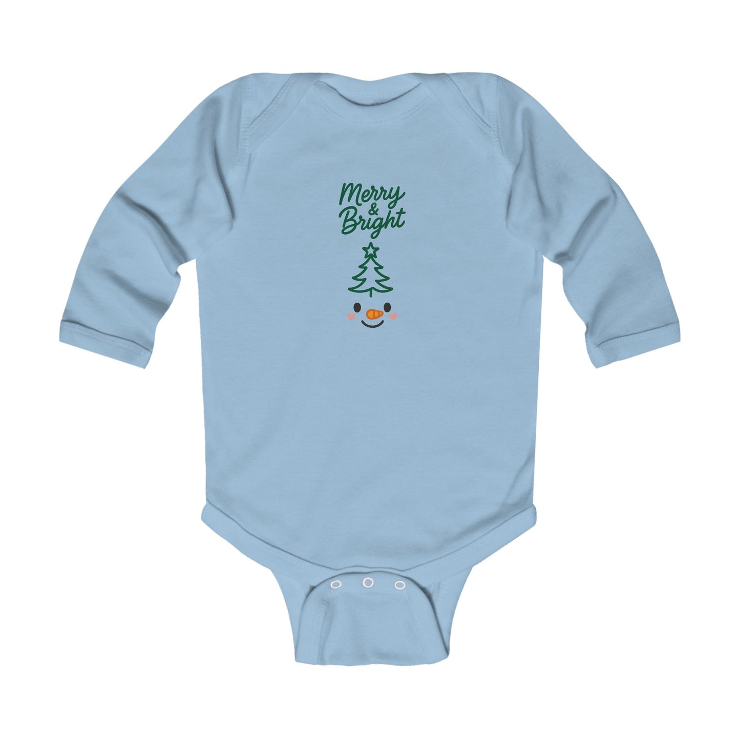 Infant Bodysuit — "Merry & Bright" Christmas Tree Snowman Holiday Romper