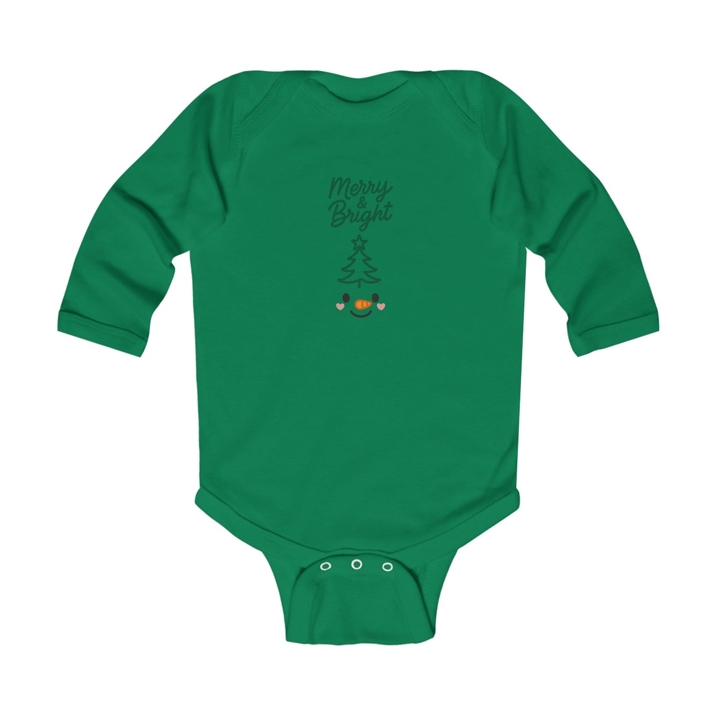 Infant Bodysuit — "Merry & Bright" Christmas Tree Snowman Holiday Romper