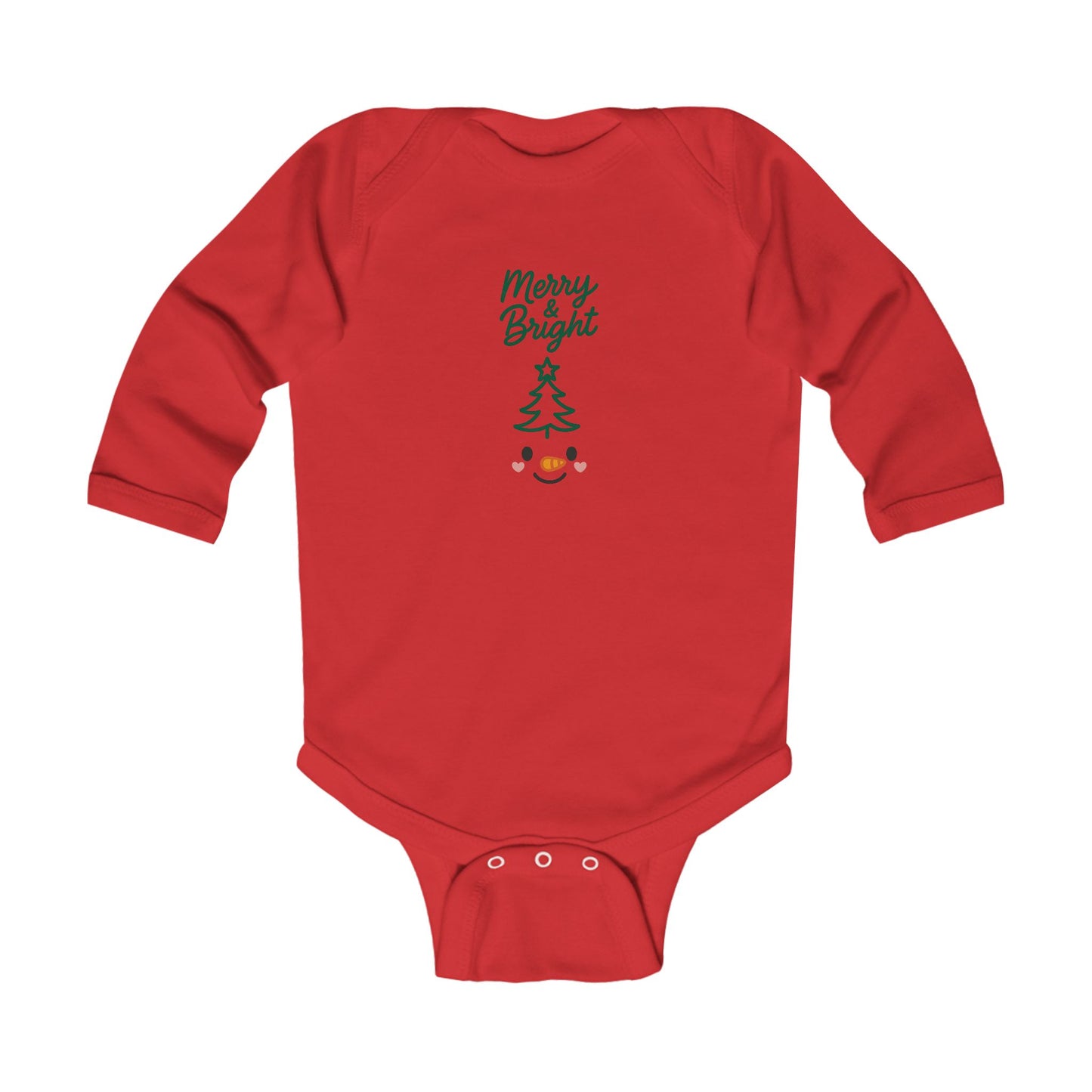 Infant Bodysuit — "Merry & Bright" Christmas Tree Snowman Holiday Romper