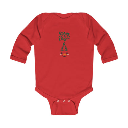 Infant Bodysuit — "Merry & Bright" Christmas Tree Snowman Holiday Romper