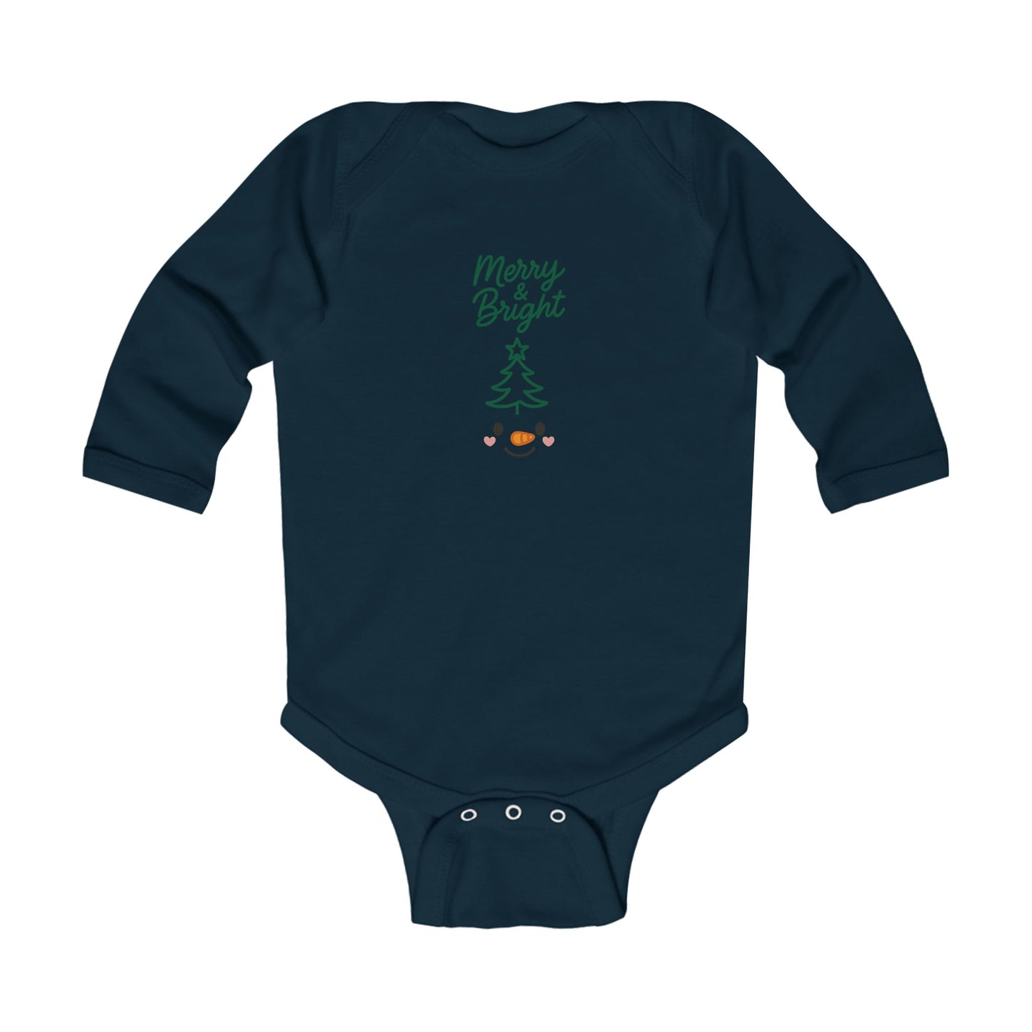 Infant Bodysuit — "Merry & Bright" Christmas Tree Snowman Holiday Romper