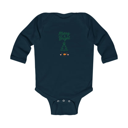 Infant Bodysuit — "Merry & Bright" Christmas Tree Snowman Holiday Romper
