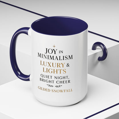 Joy in Minimalism Luxury & Lights Coffee Mug — Holiday Gilded Snowfall Design (11/15oz)