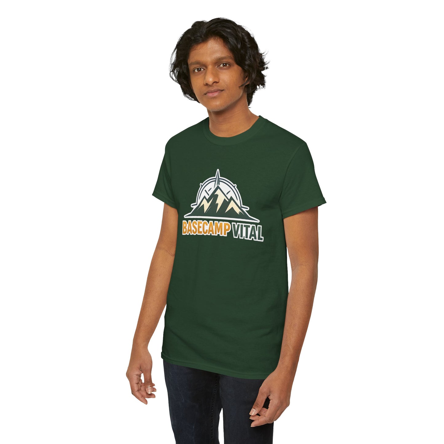 Base Camp Vital Mountain Compass Crewneck T-Shirt | Outdoor Hiking Graphic Tee | Midweight Cotton Trail Shirt (free shipping)