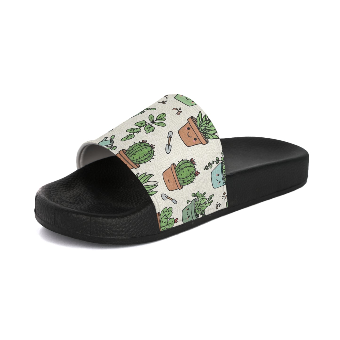 Women's Slide Sandals Tiny Terrarium Doodles / Potted Plant Pals  Women's Slide Sandals