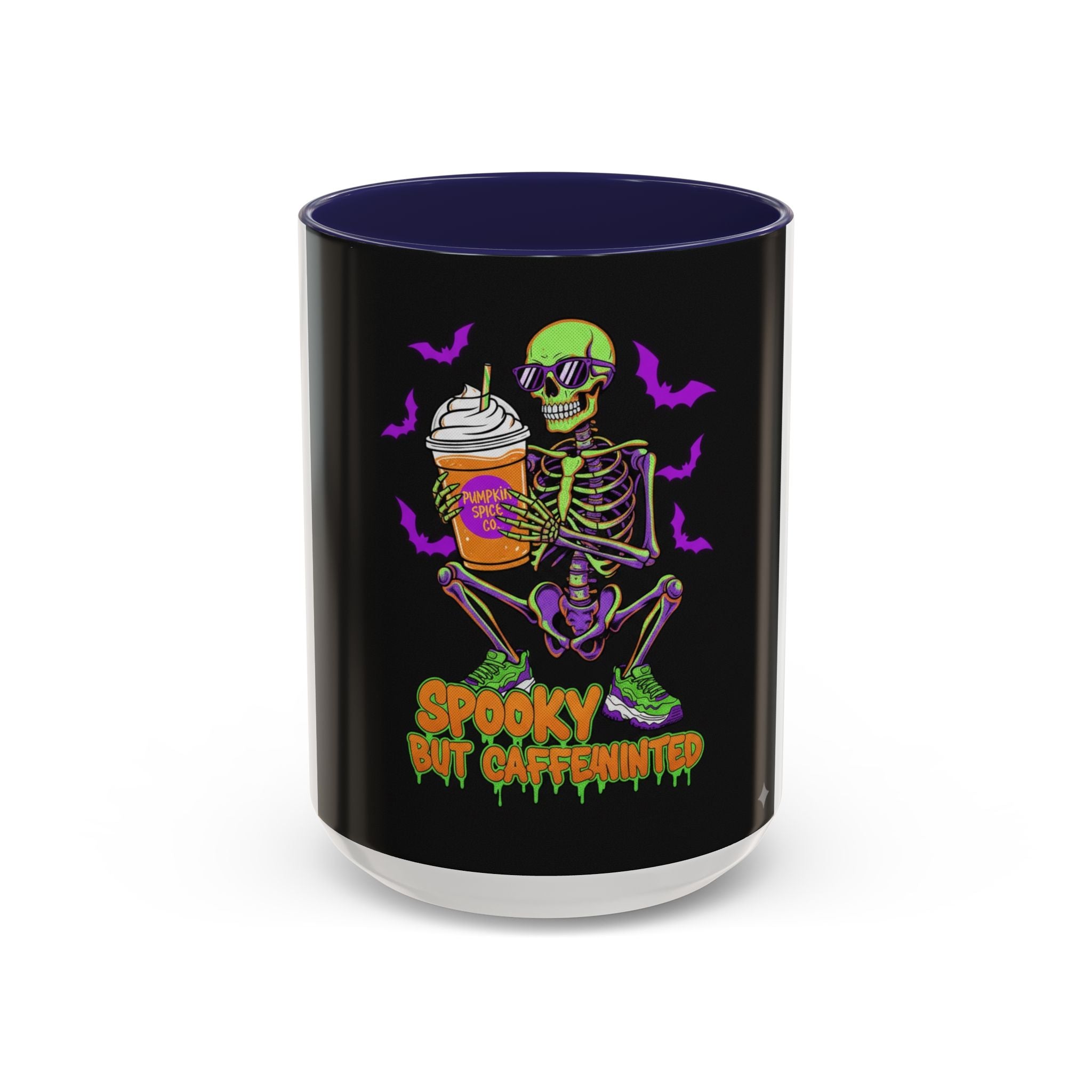 Spooky Skeleton Coffee Mug, Halloween Gift, Caffeinated Mug, Gothic Cup, Unique Drinkware, Perfect for Fall Celebrations