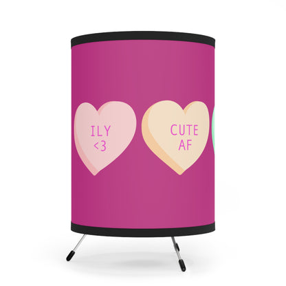 Conversation Heart Tripod Lamp — Cute AF XOXO Printed Shade