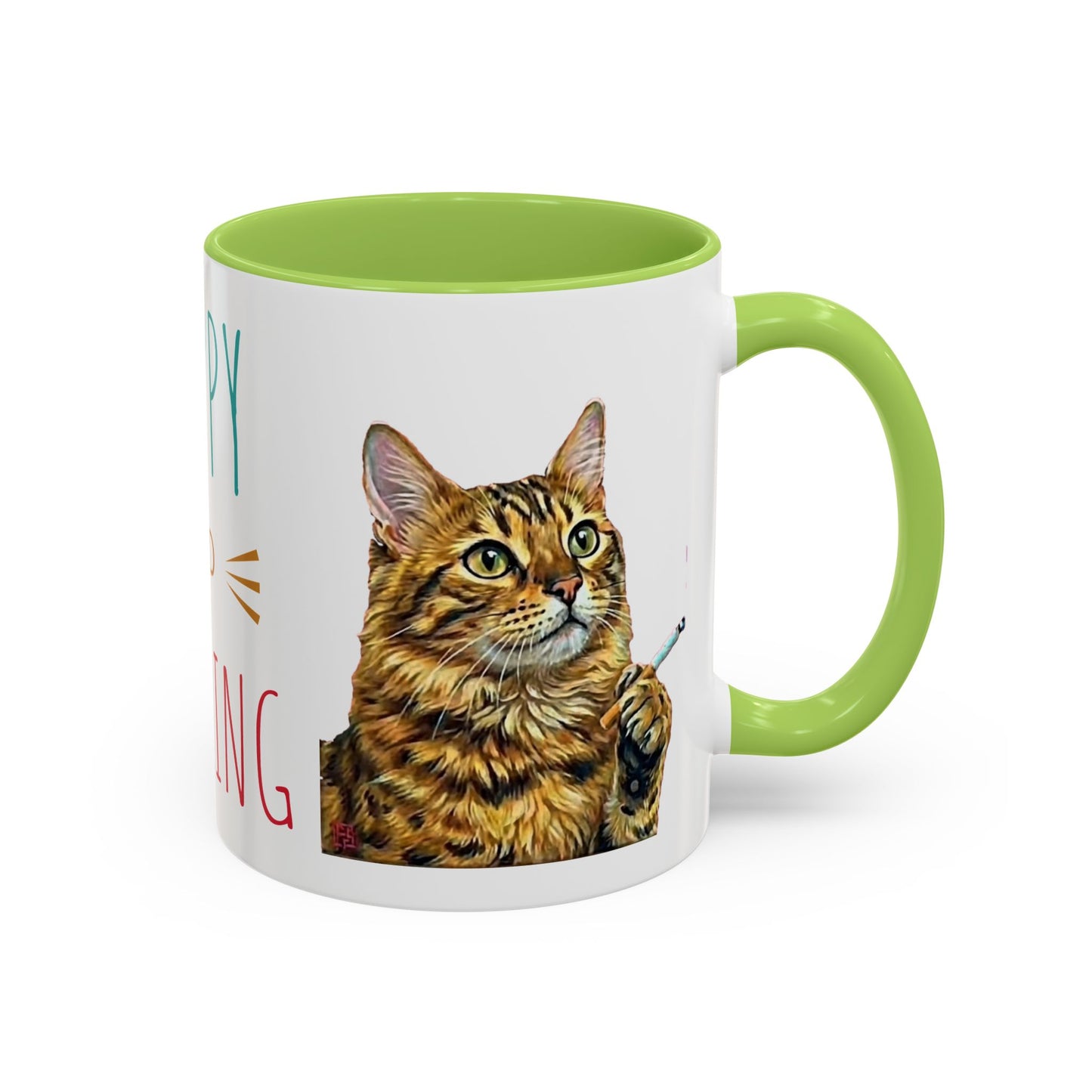 Happy and Dazzling smoking Cat Coffee Mug- cat smoking cigarette- funny (free shipping)