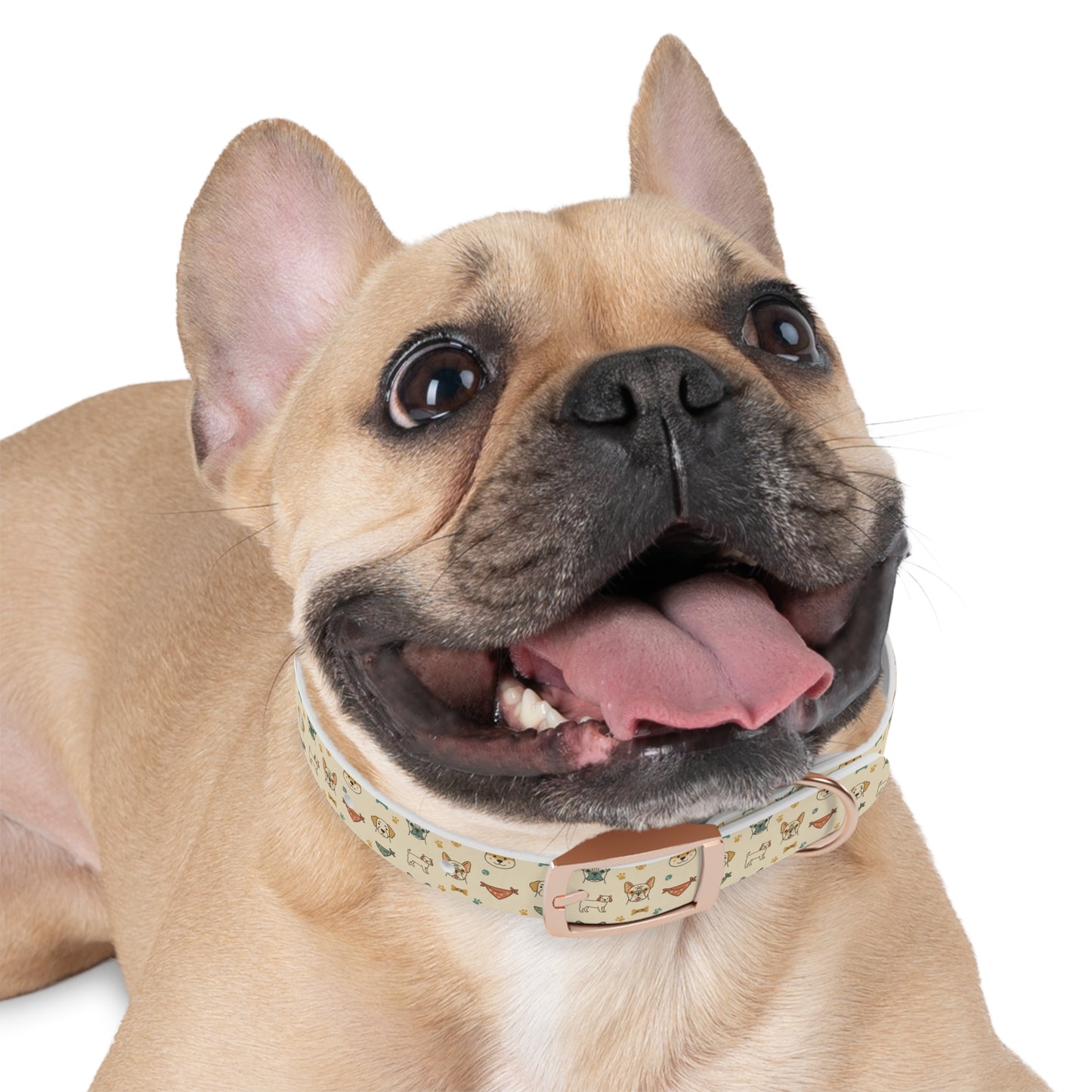 Cute Cartoon Dogs Dog Collar — Beige Puppy Pattern Adjustable Collar