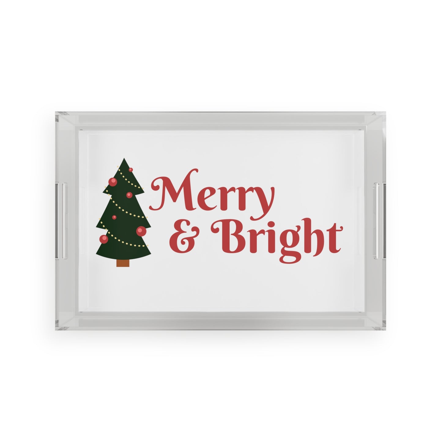 Merry & Bright Acrylic Serving Tray Christmas holidays