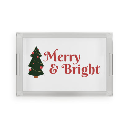 Merry & Bright Acrylic Serving Tray Christmas holidays