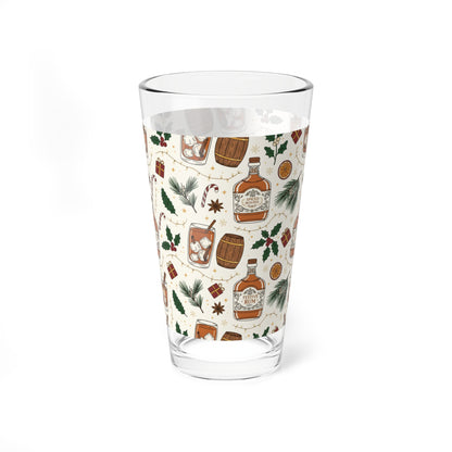 Alcohol Cocktail Mixing Glass — 16oz Holiday Rum Spirits Pattern ( Free Shipping)