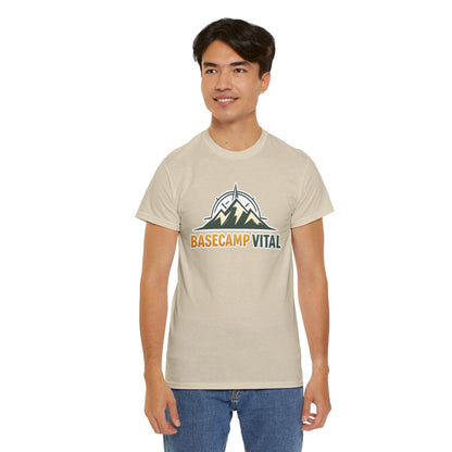 Base Camp Vital Mountain Compass Crewneck T-Shirt | Outdoor Hiking Graphic Tee | Midweight Cotton Trail Shirt (free shipping)