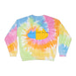 Cute Split Cat Tie-Dye Sweatshirt — Blue & Yellow Cat Graphic Crewneck