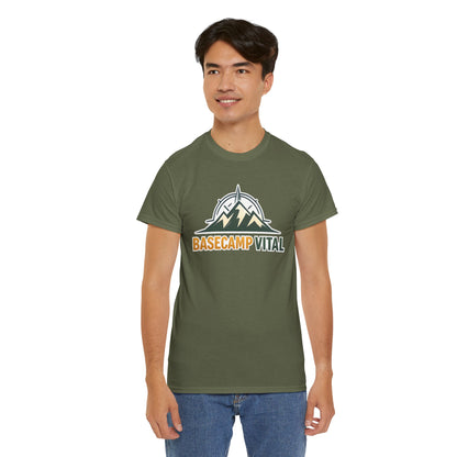Base Camp Vital Mountain Compass Crewneck T-Shirt | Outdoor Hiking Graphic Tee | Midweight Cotton Trail Shirt (free shipping)