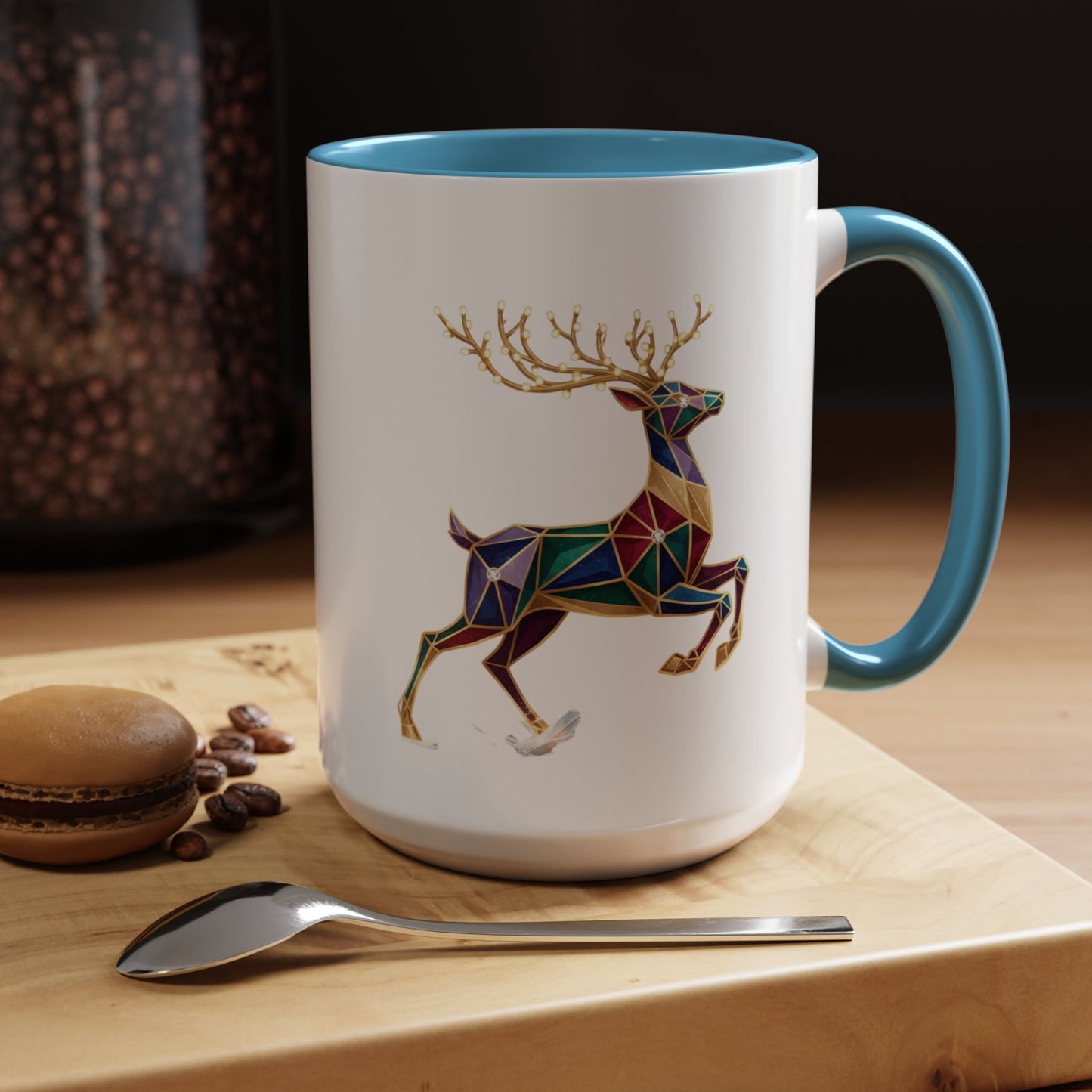 Geometric Rainbow Reindeer Accent Coffee Mug (11/15 oz)