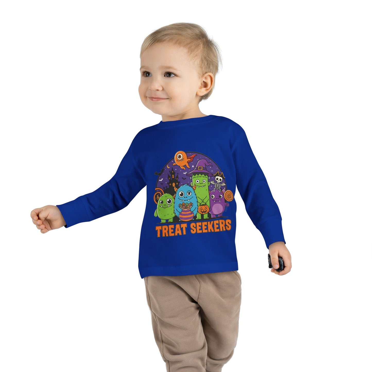 Toddler Halloween Long Sleeve Tee - Cute Treat Seekers Graphic, Kids Halloween Shirt, Trick-or-Treat Top, Fall Celebration Clothes