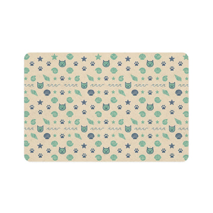 Beach themed cat and dog Pet Food Mat (12x18)