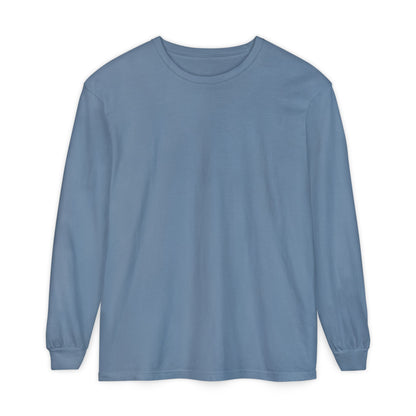 Women’s blue, blue jean color Garment-Dyed Long Sleeve T-Shirt - Relaxed Everyday Comfort