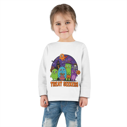 Toddler Halloween Long Sleeve Tee - Cute Treat Seekers Graphic, Kids Halloween Shirt, Trick-or-Treat Top, Fall Celebration Clothes