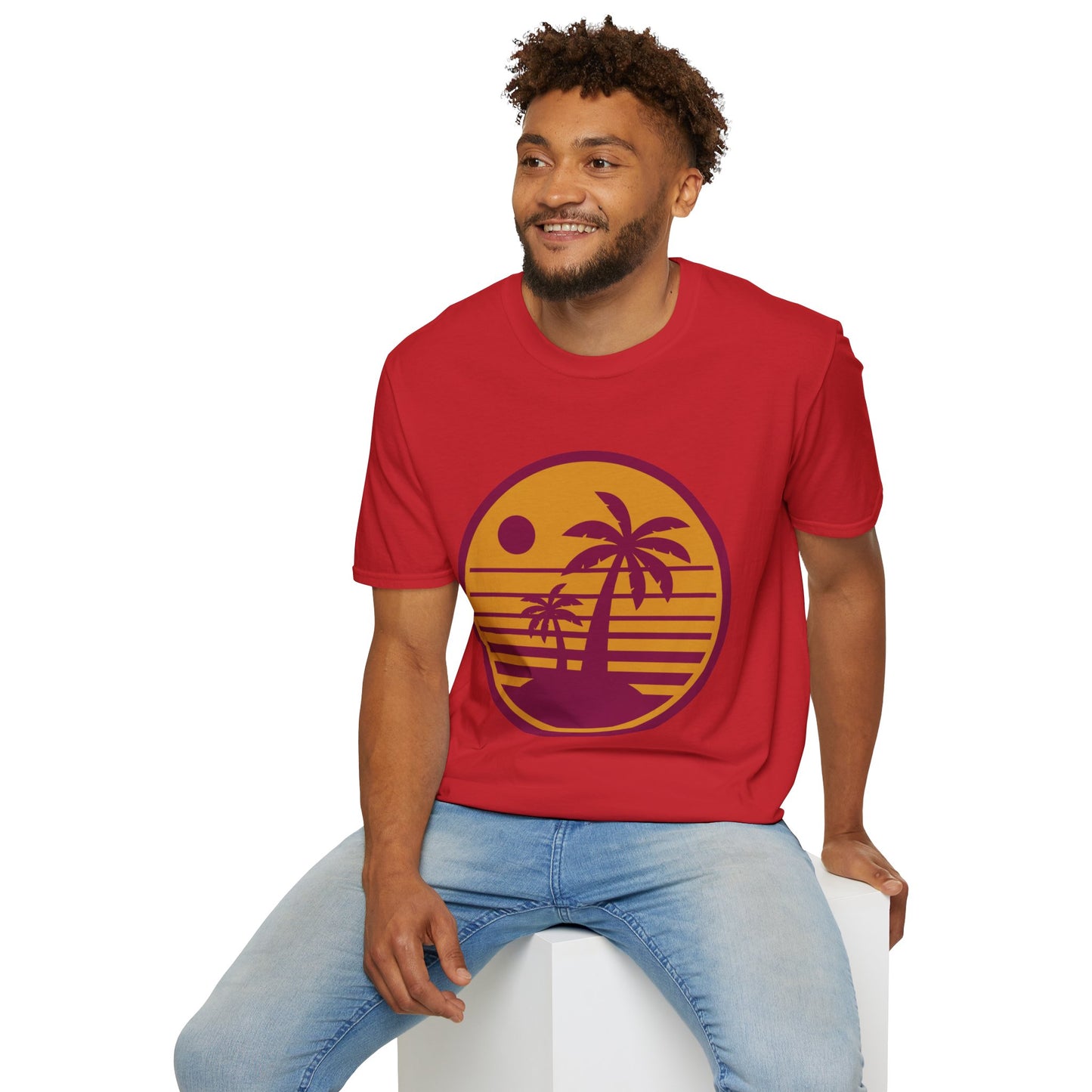 Retro Palm Sunset T-Shirt — Vintage Beach Palm Tree Tee
