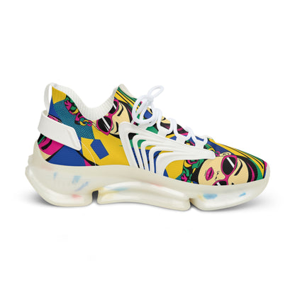 Men's Mesh Sneakers — Retro Pop Art Face Pattern Athletic Shoes (free shipping)