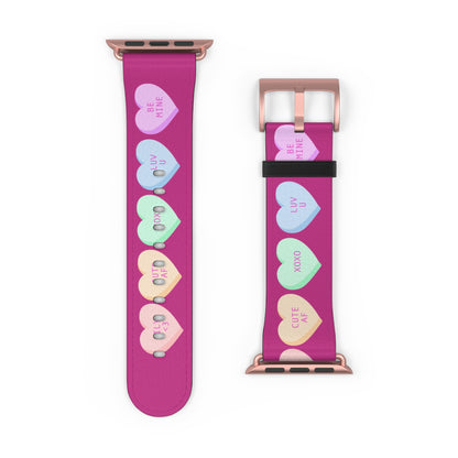 Colorful Valentine’s Day candy Hearts Watch Band - Cute, Adjustable Strap for All Occasions