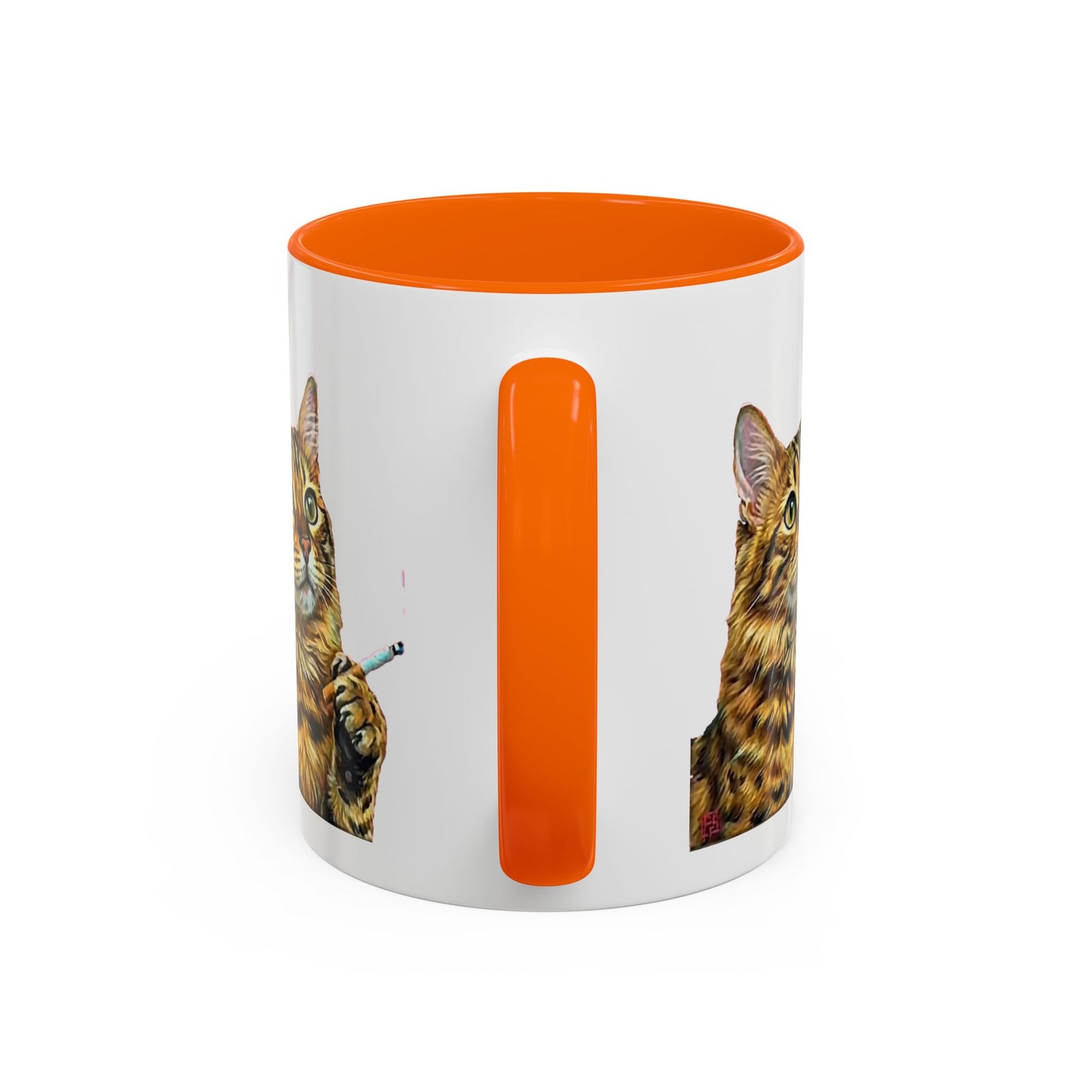 Happy and Dazzling smoking Cat Coffee Mug- cat smoking cigarette- funny (free shipping)