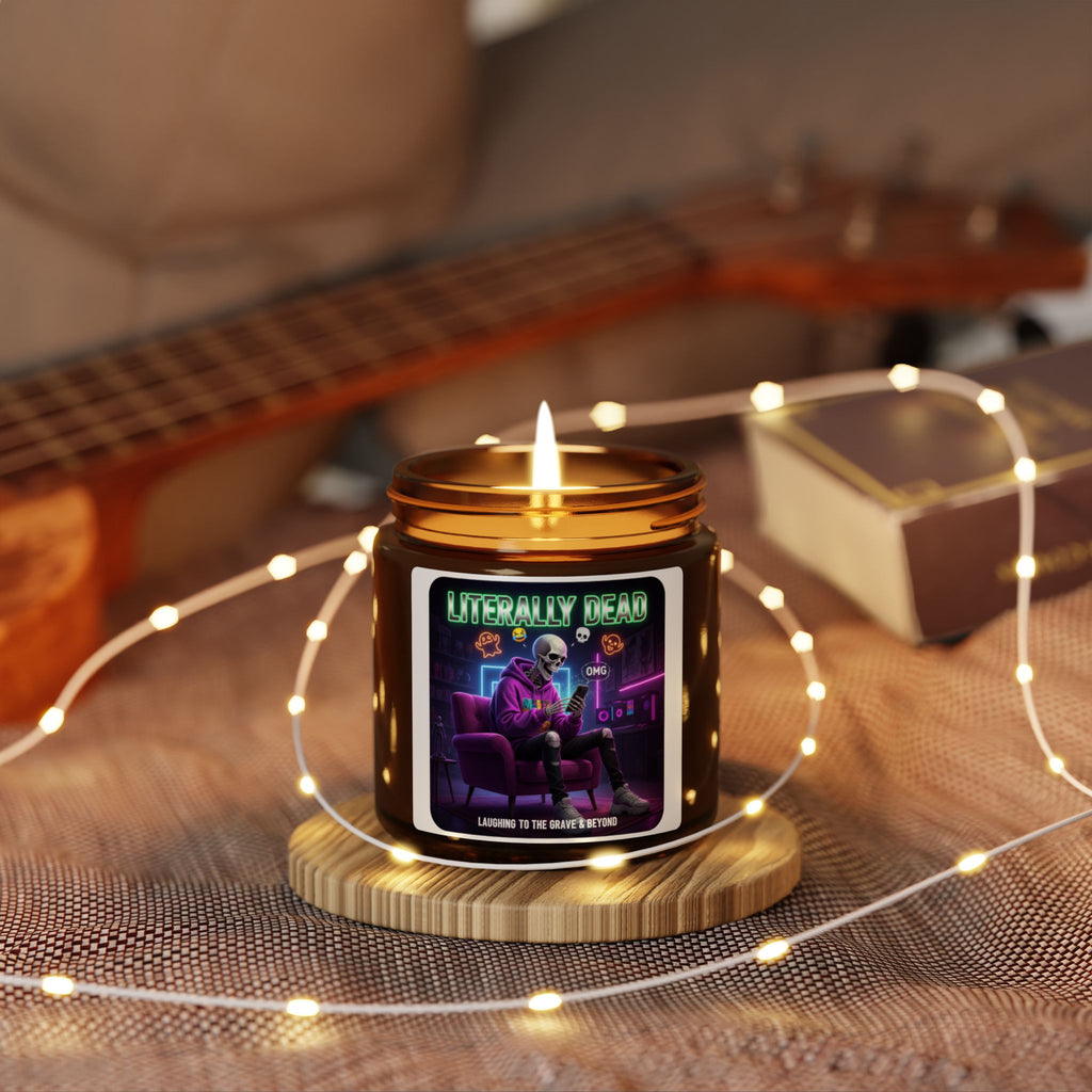 Scented Soy Candle - Spooky Vibes for Relaxation, Ideal for Halloween, Home Décor, Gifts, Eco-Friendly, Amber Jar