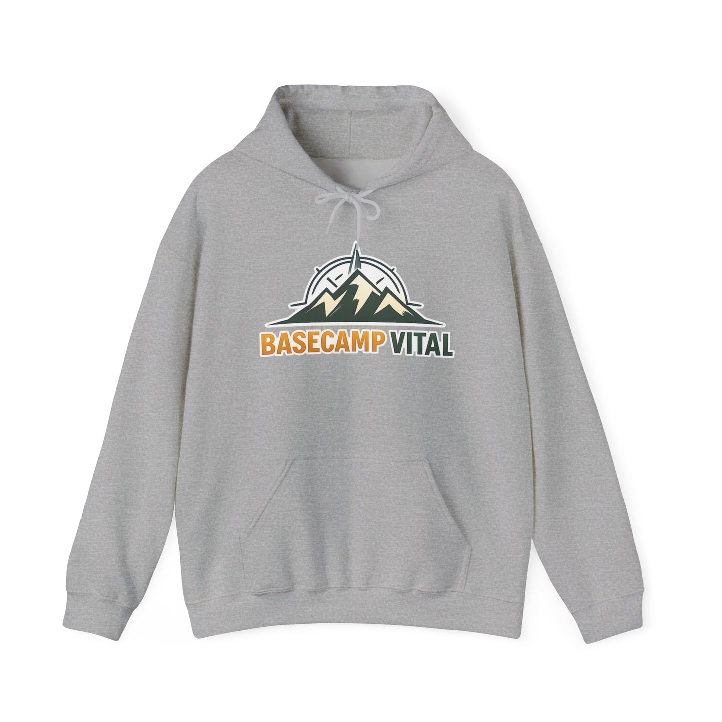 Base Camp Vital Outdoor Fleece Hoodie | Mountain Compass Graphic Pullover | 50/50 Midweight Trail Hoodie  Vital Hoodie  (free shipping)