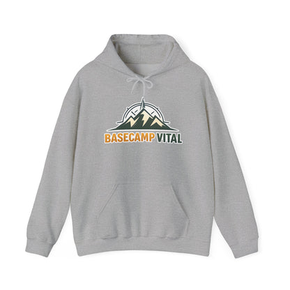 Base Camp Vital Outdoor Fleece Hoodie | Mountain Compass Graphic Pullover | 50/50 Midweight Trail Hoodie  Vital Hoodie  (free shipping)