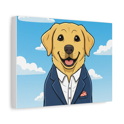 Golden Retriever Portrait Canvas - Dressed Dog Wall Art, Whimsical Pet Decor (free shipping)