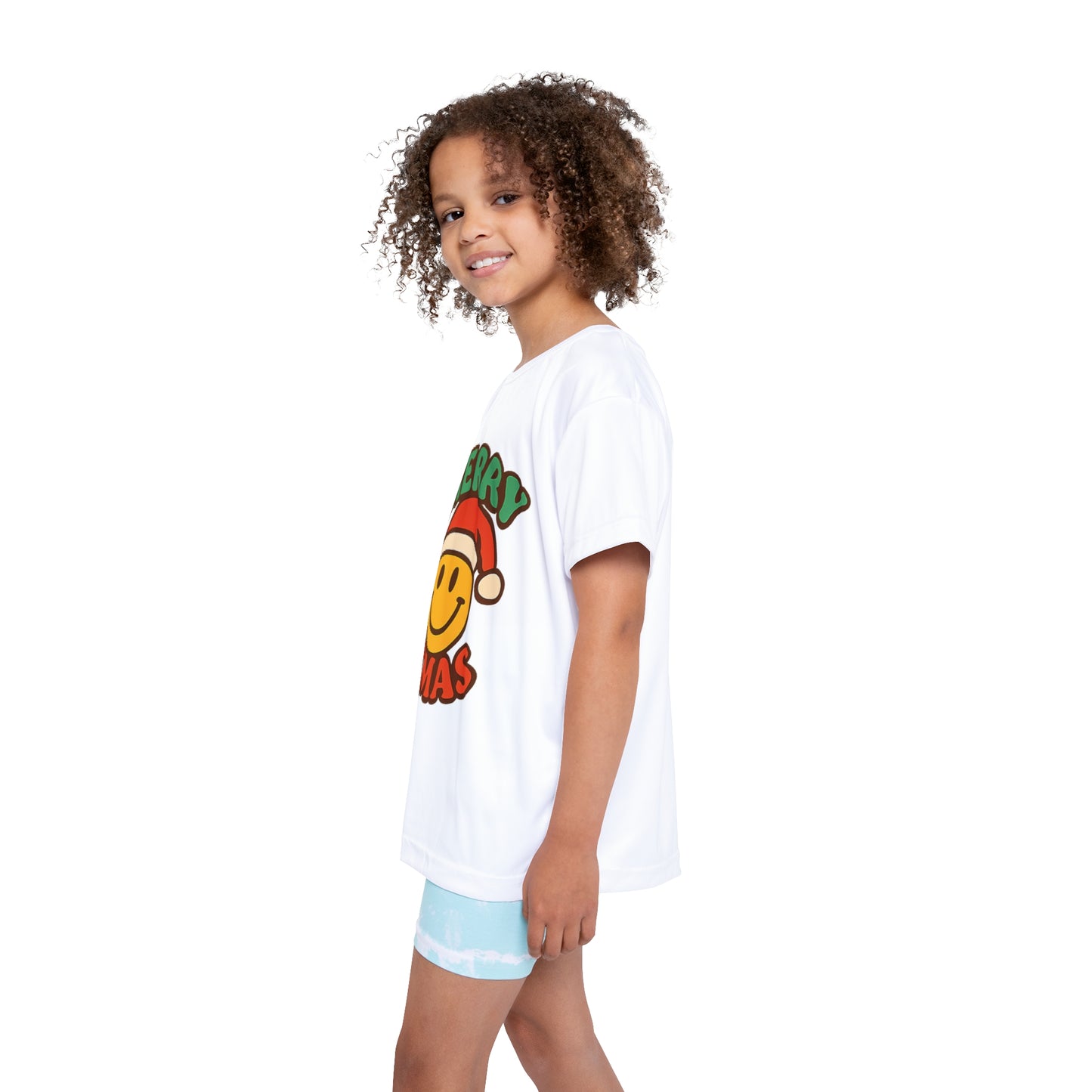 Kids Jersey — Merry Xmas Smiley Santa Holiday Tee