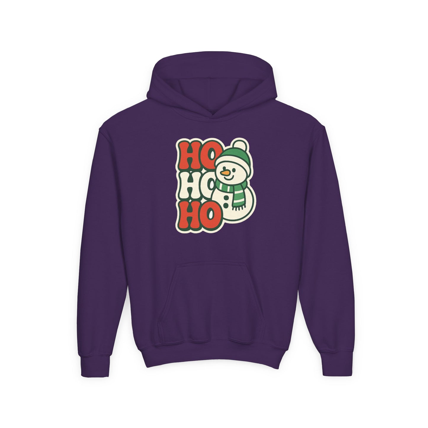 Youth kids Christmas Hoodie - 'HO HO HO' Snowman Holiday Sweatshirt
